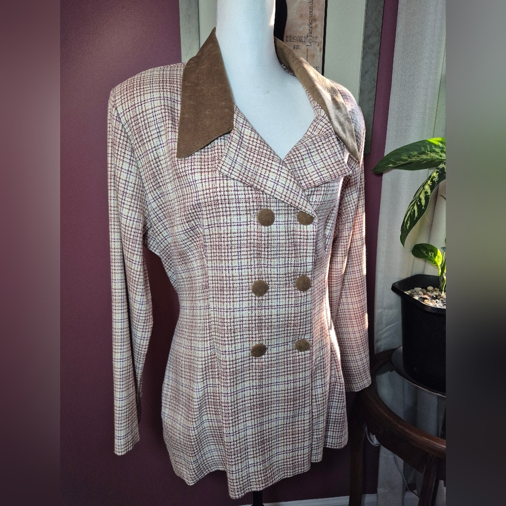 Vintage! Juuly Fashion Plaid Double-Breasted Women's Jacket - Size XL - Picture 1 of 6